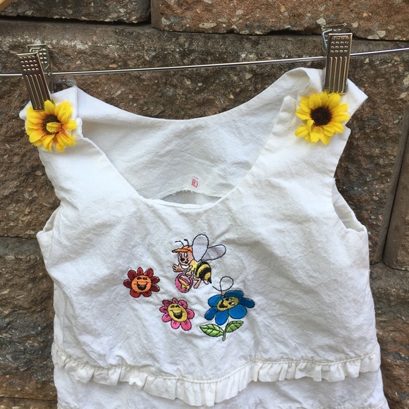 Embroidered Cute Tank Top Ruffle Girls Peplum Kids - Picture 2 of 5